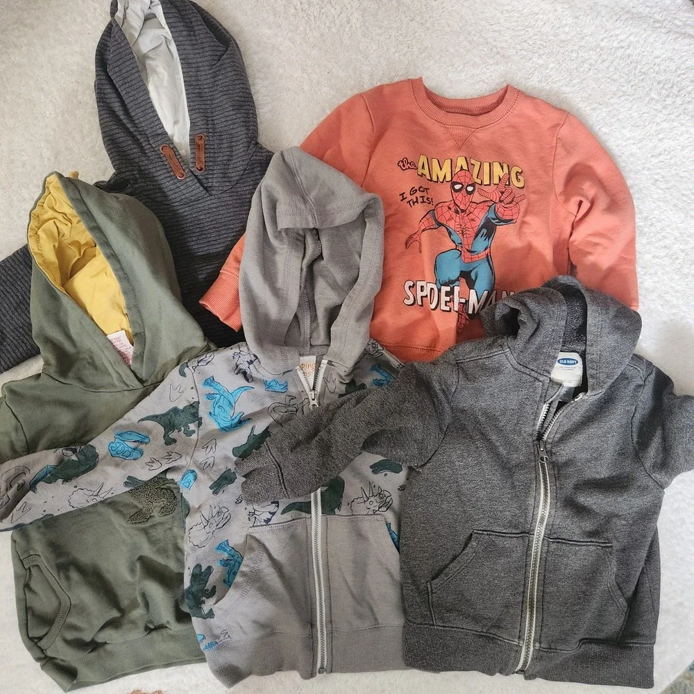 Boys Size 3T Hoodie Sweatshirt Bundle 5pc Old Navy Marvel Spider-Man Dinosaur